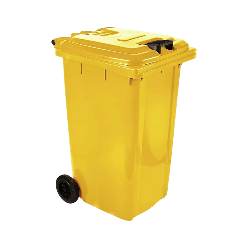 Plastic Wheelie Bin – 80L, 120L & 240L Spode 240L Wheelie Bins Yellow (SABS APPROVED)