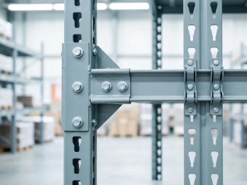 Bolted shelving structure for a warehouse